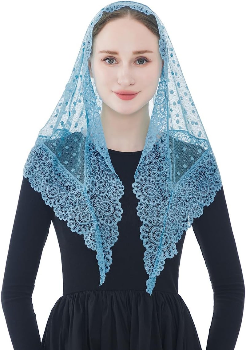 Wgior Triangle Vintage Inspired Lace Chapel Veils Catholic Mass Head Covering Scarf Mantilla Veils for Church - Image 2